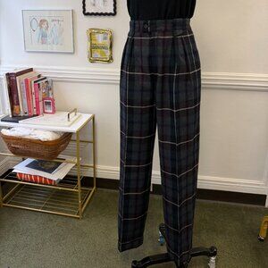 VTG 80s Rare Bogner 100% Virgin Wool Plaid Pants Quiet Luxury Pristine Timeless